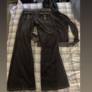 Gray Juicy Couture Velour Track Suit! Bottoms size M jacket size XL!